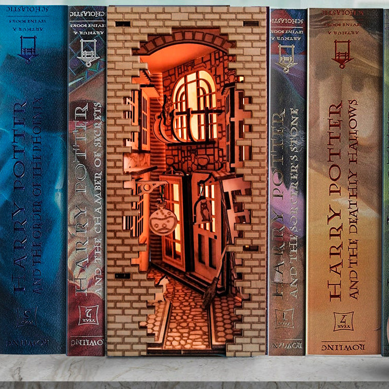 Chinese Village Alley Book Nook - Book Shelf Insert - Bookcase with Light  Model