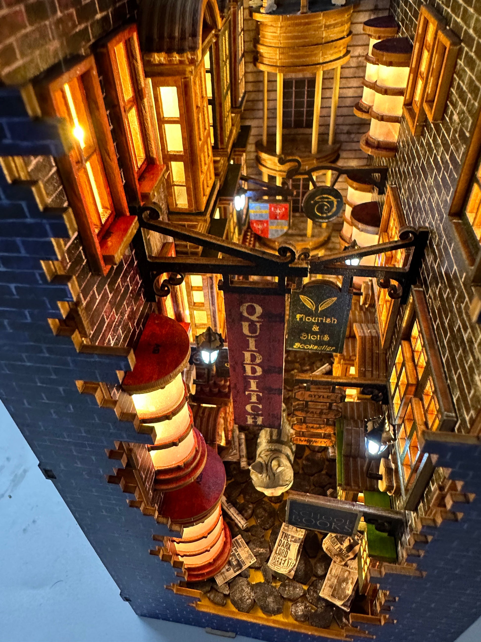 More visuals of my finished Harry Potter Diagon Alley book nook